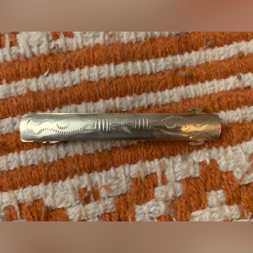Vintage Navajo Sterling Stamped Hair Barrette - Picture 2 of 4